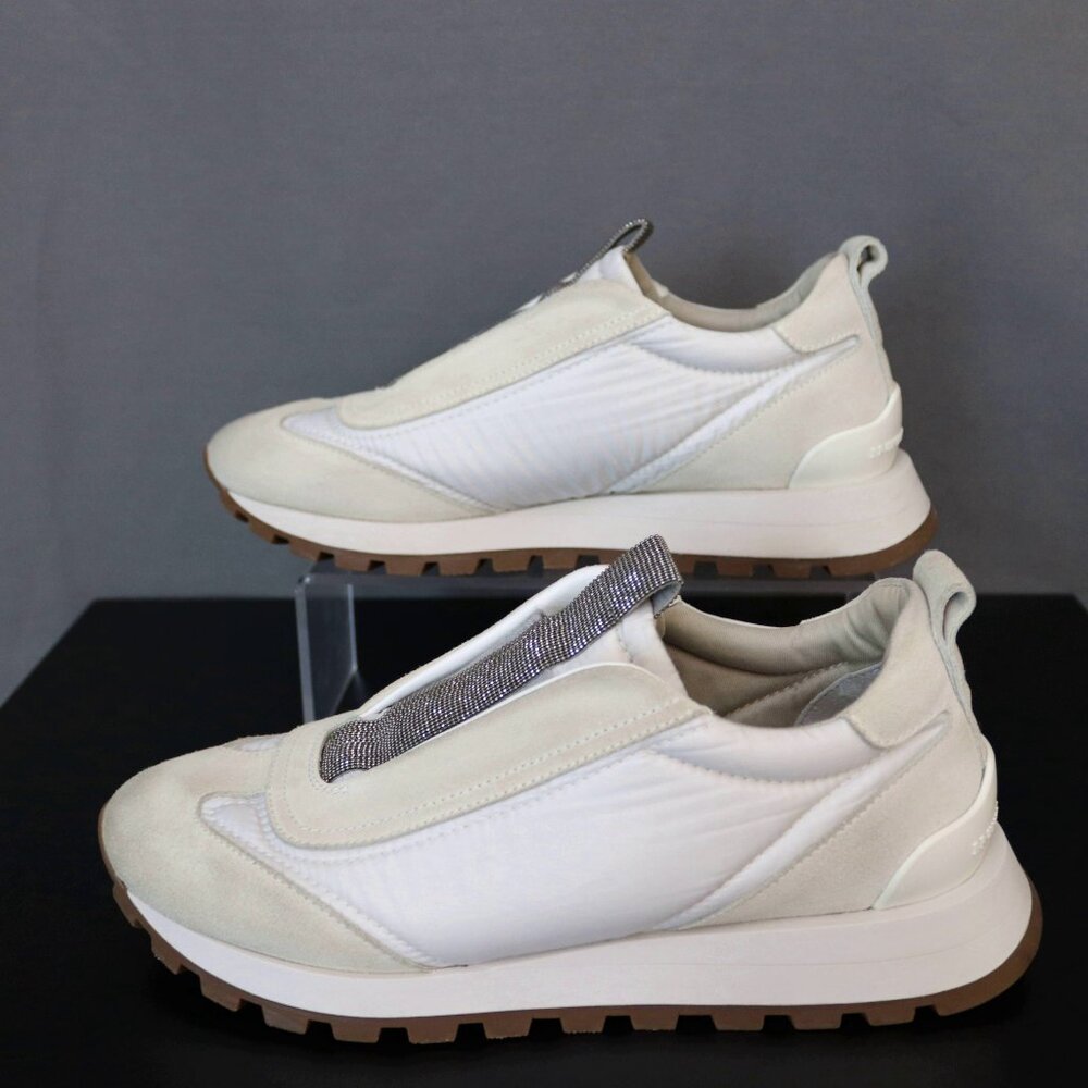 BRUNELLO CUCINELLI 38 Monili Trim Lug Sole Slip-On Runner Sneakers - Picture 11 of 15